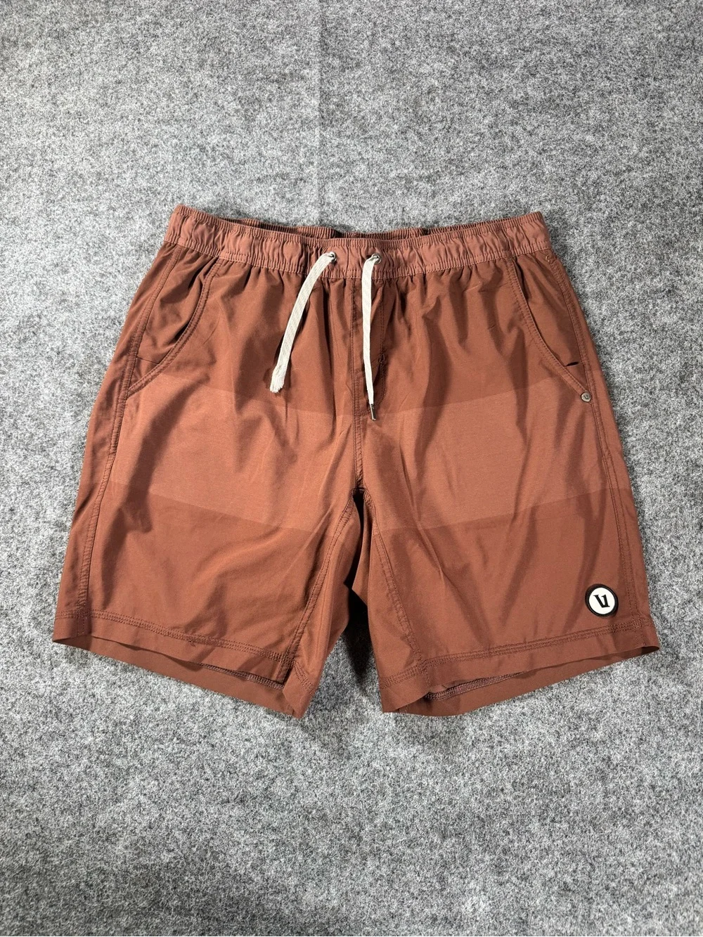 Vuori Mens L Rust Orange Lined Athletic Running Training Shorts Stretch Large